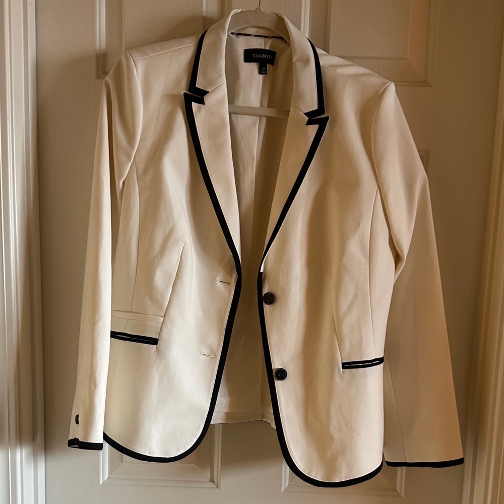 Talbots Ivory Blazer with Black Accents